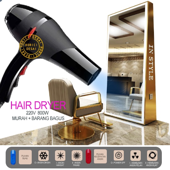 Hair dryer 800W Hair dryer asli untuk toko tukang cukur 800W Pengering Rambut Termurah Daya tinggi