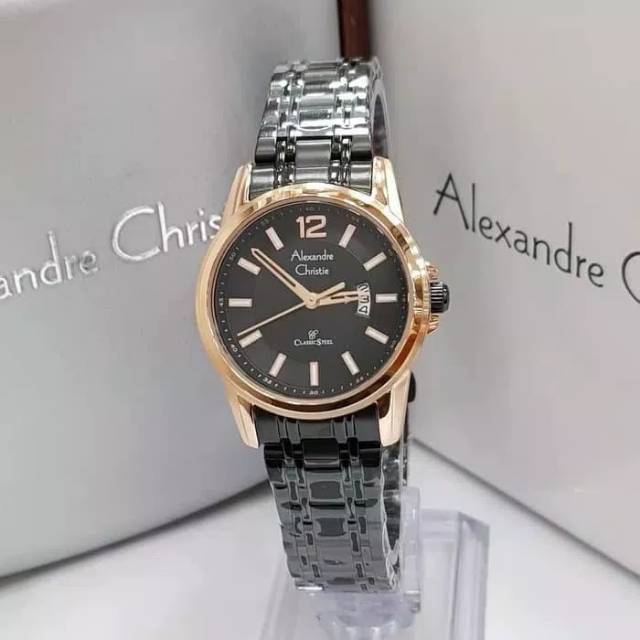 JAM TANGAN CEWEK / WANITA ALEXANDRE CHRISTIE AC 8325 BLACK ROSEGOLD