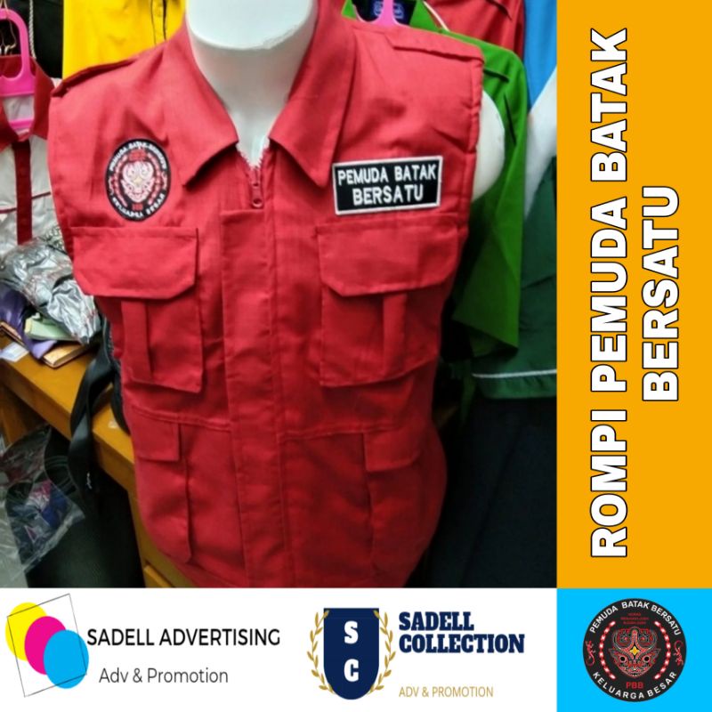 Rompi Pemuda Batak Bersatu Rompi Batak Merah Full Bordir