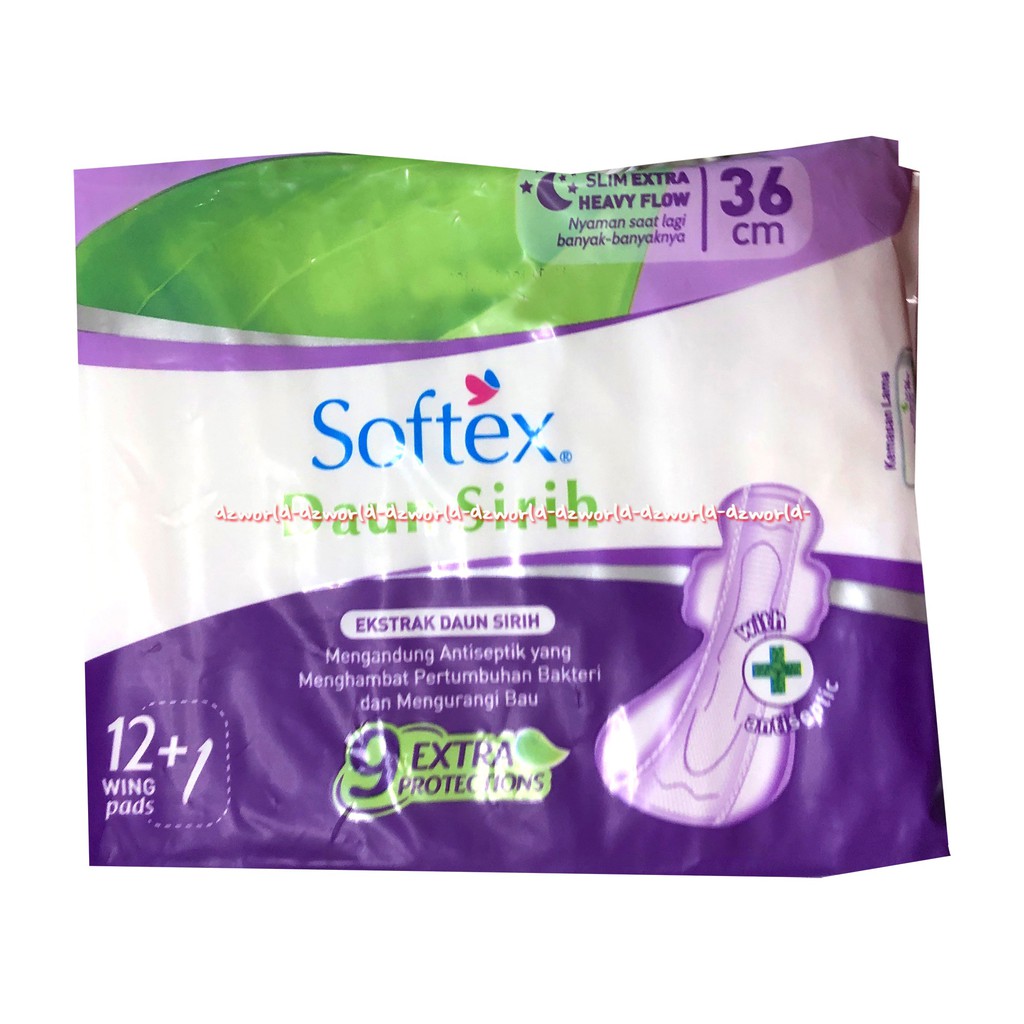 Softex Daun Sirih 16pcs Extra Protect Wing Pembalut Sayap 29cm Softek Pembalut Wanita Ekstrak Daun Sirih Kemasan Ungu Sanitary Napkins