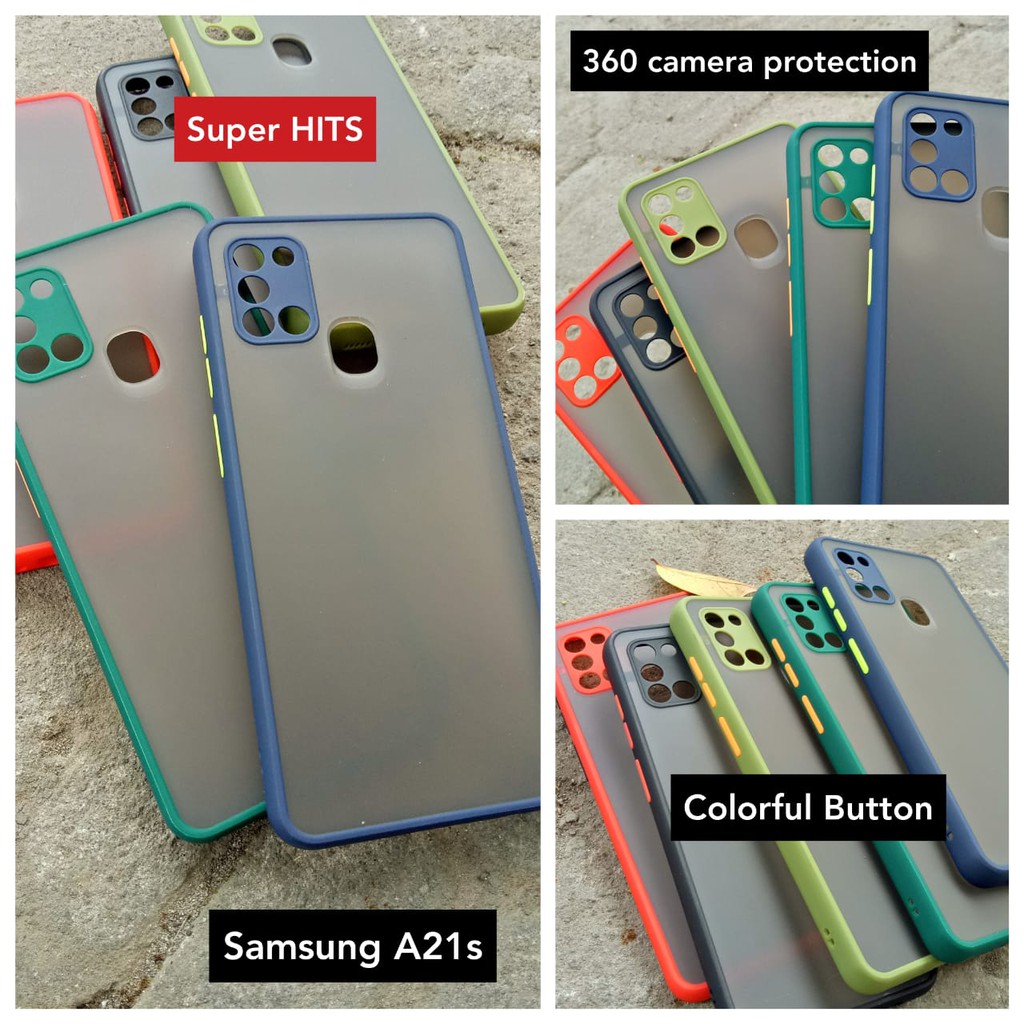 Bumper Case Samsung A21s Akrilik Dove Matte + 360 Ring Camera Protection Best Seller Hits 2020