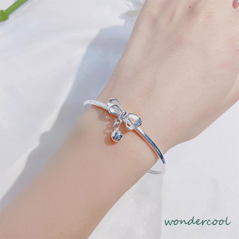 Gelang Tangan Wanita Dasi Kupu Desain Pita Hias Lonceng -Won