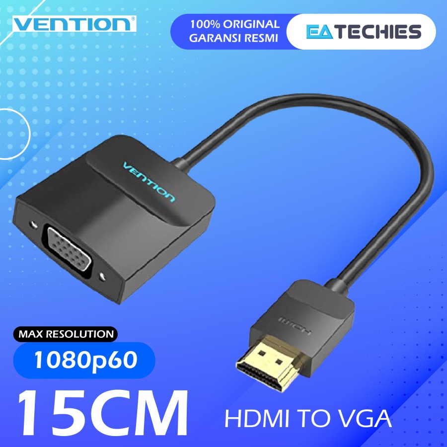 CONVERTER HDMI TO VGA / KABEL HDMI KE VGA / KONEKTOR HDMI TO VGA VENTION ORIGINAL HIGH QUALITY PREMIUM
