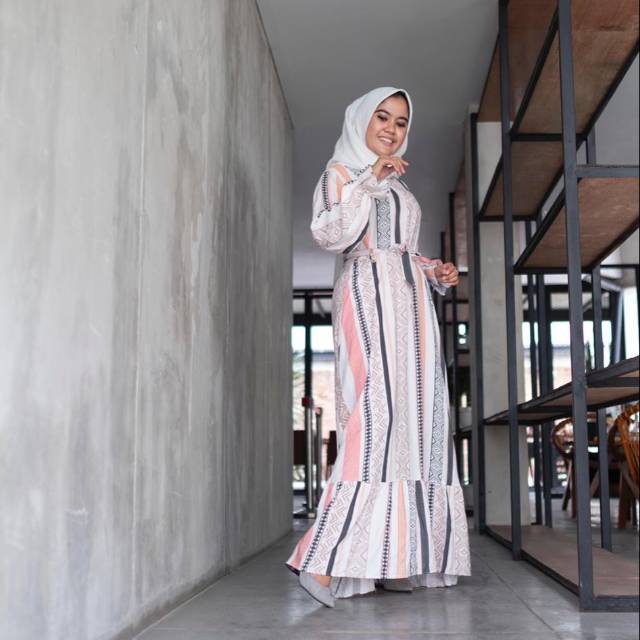 STRIPY MAXY DRESS GAMIS KATUN RAYON IMPORT *MURAH BERKUALITAS* (BONUS LIP PAINT PREMIUM)
