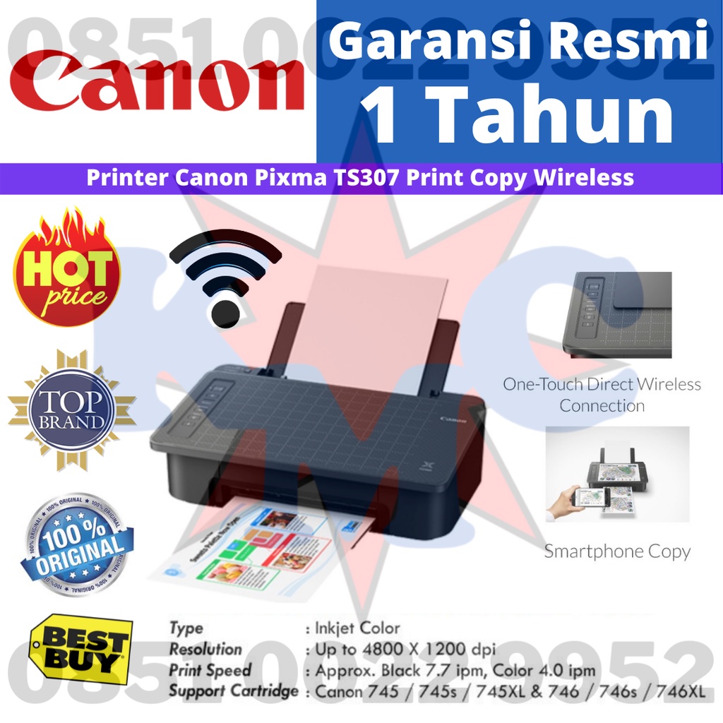 CANON PRINTER Pixma TS-307 TS307 TS 307 PRINT WIRELESS