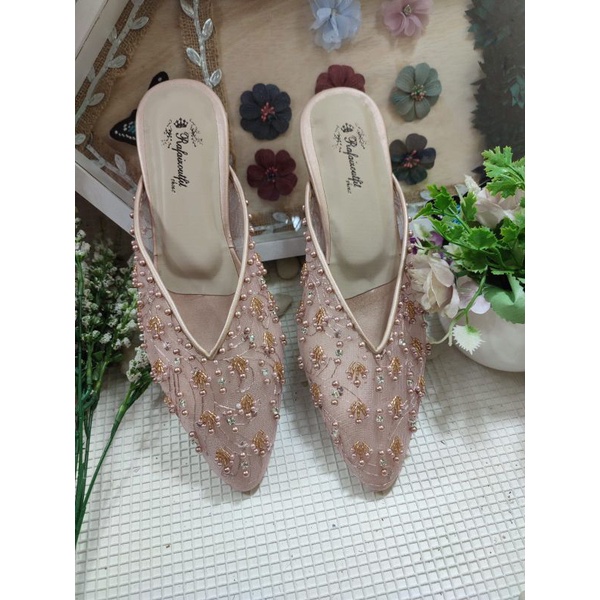 flatshoes wanita pesta wedding mewah Marrisa rosegold