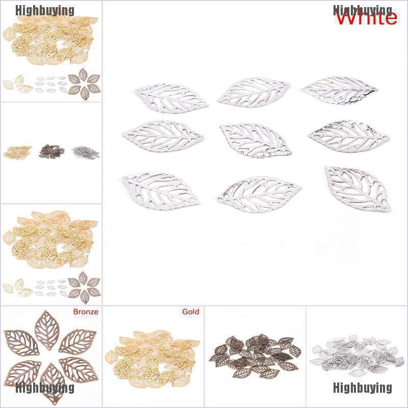 Hbid Glory 50PCS Liontin Daun Hollow Bahan Metal Untuk Membuat Perhiasan DIY