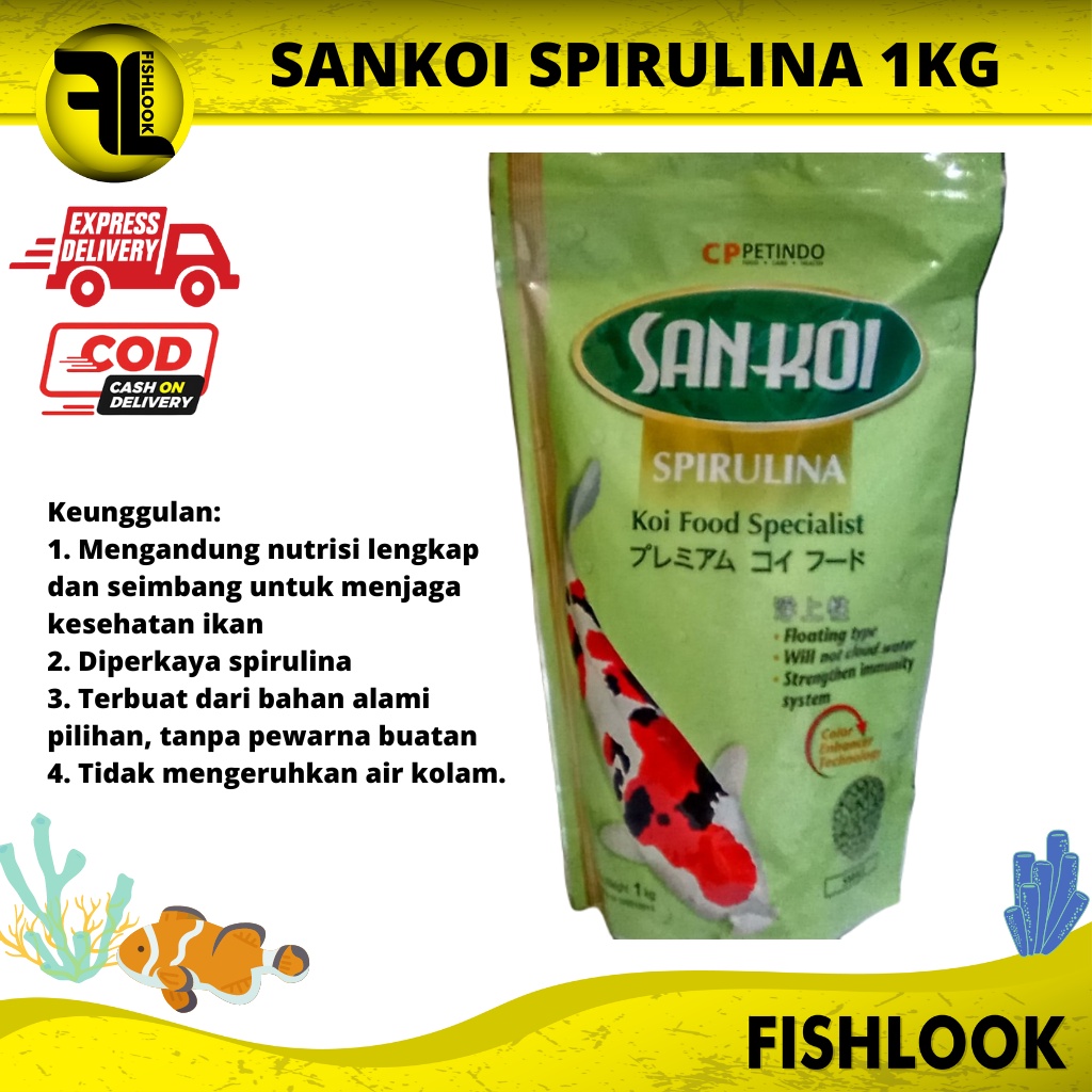 Sankoi Spirulina Small dan Medium 1 Kg Pakan Makanan Ikan Koi