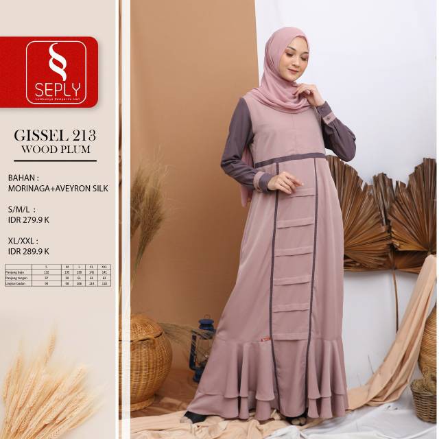 Gamis Katun Original SEPLY GISSEL 213 WOODPLUM