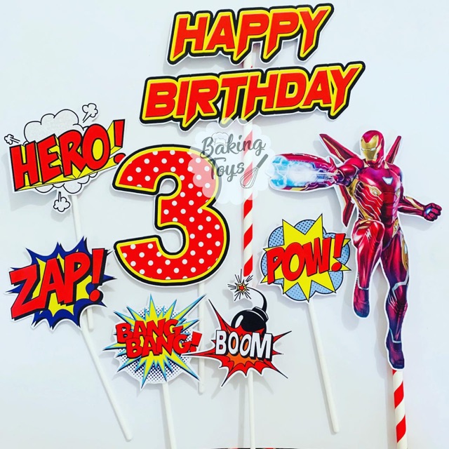 Topper Cake Birthday / Hiasan Kue Ulang Tahun IronMan