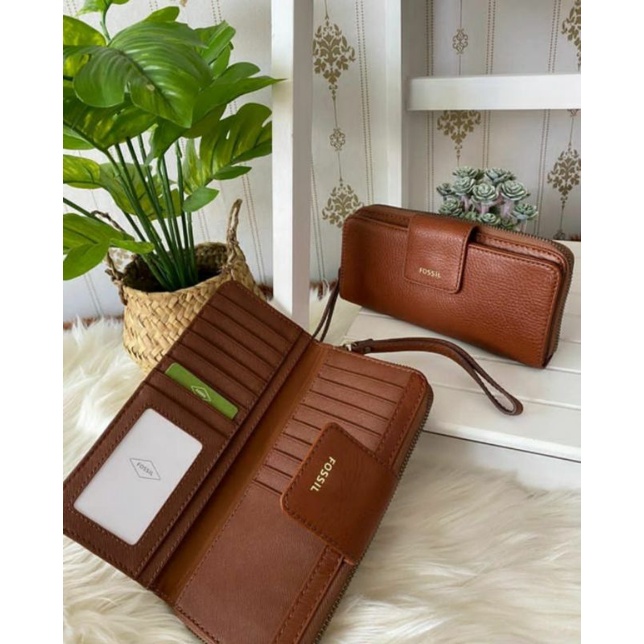 Fossil madison zip Clutch brown