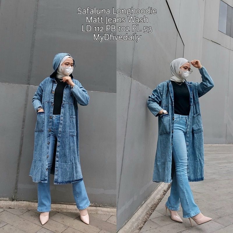 Bisa Bayar DiTempat // Long Cardi Jeans Wanita Kekinian  // Sweater Panjang Kasual // Kardigan Panja