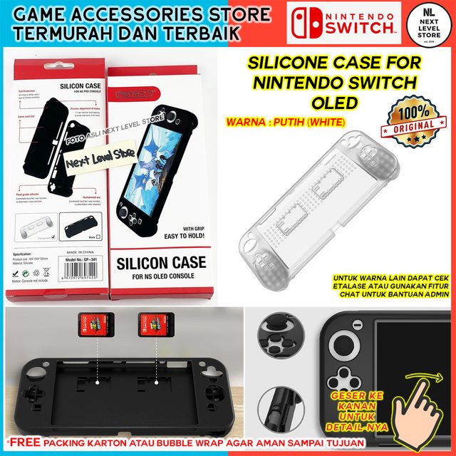 Silicone Case Nintendo Switch OLED PGTECH ORIGINAL - Putih / White