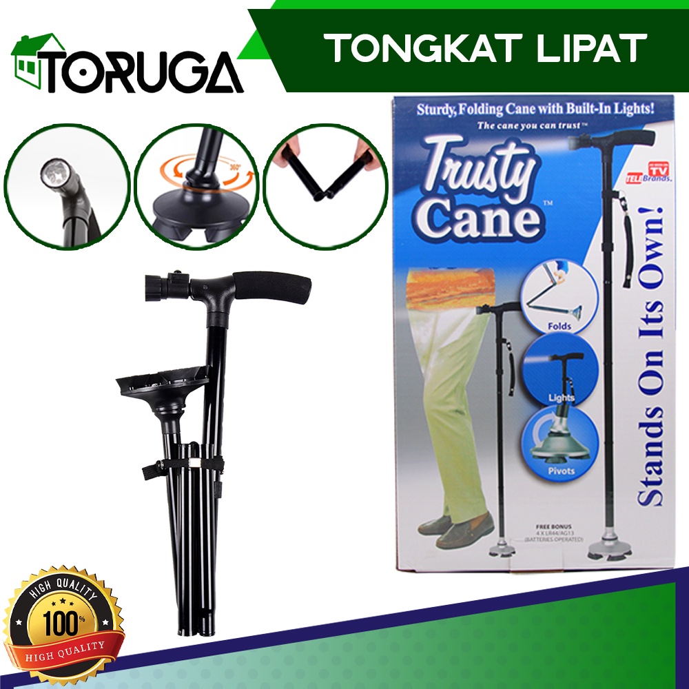 Trusty cane alat tongkat bantu jalan manula lipat lampu led