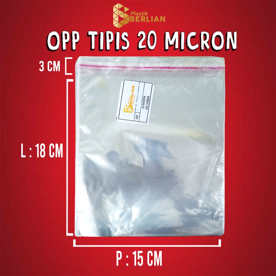 

15 x 18 cm Plastik OPP TIPIS (100 lbr) (lem/seal)
