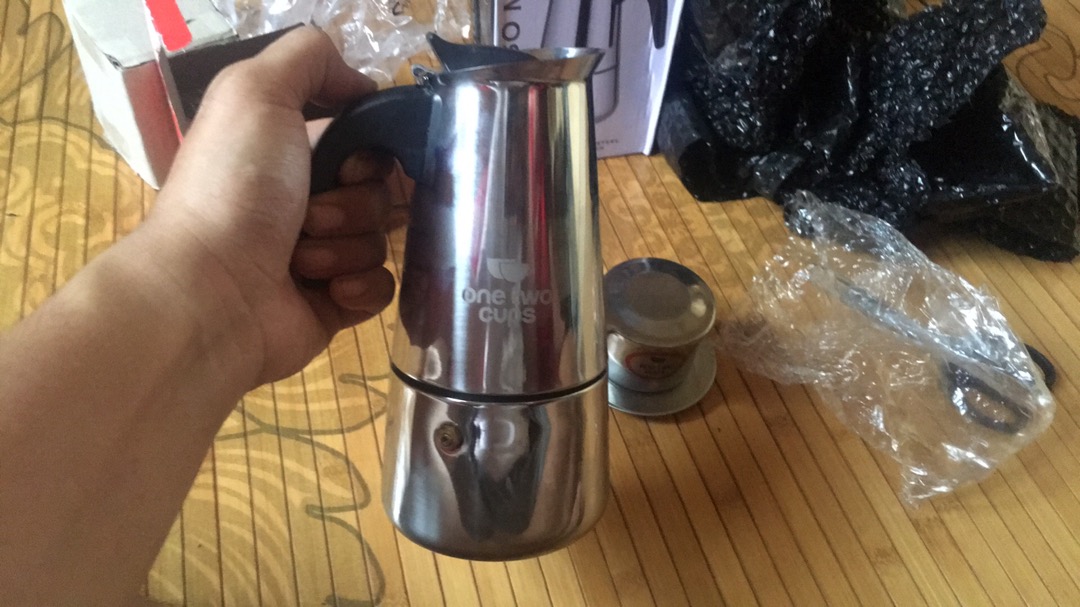 Onetwocups Espresso Coffee Maker Moka Pot Teko Stovetop Filter Stainless Steel - Silver