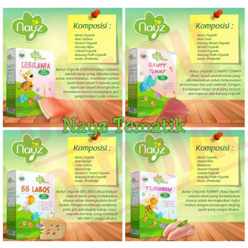 Nayz Bubur Bayi Organik / Bubur Tematik / Bubur Bayi 300 gram