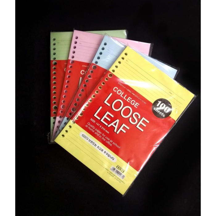 

Kiky Loose Leaf A5 Colourful Isi 100 Lembar Kertas Garis Warna Binder