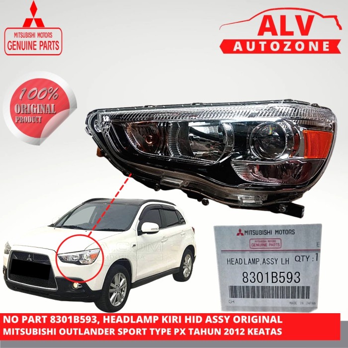 LAMPU DEPAN/HEADLAMP KIRI HID ASSY MITSUBISHI OUTLANDER PX 8301B593