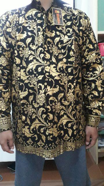 Ruzza Kemeja Batik Pria Lengan Panjang Motif Sogan Songket Size M L Xl