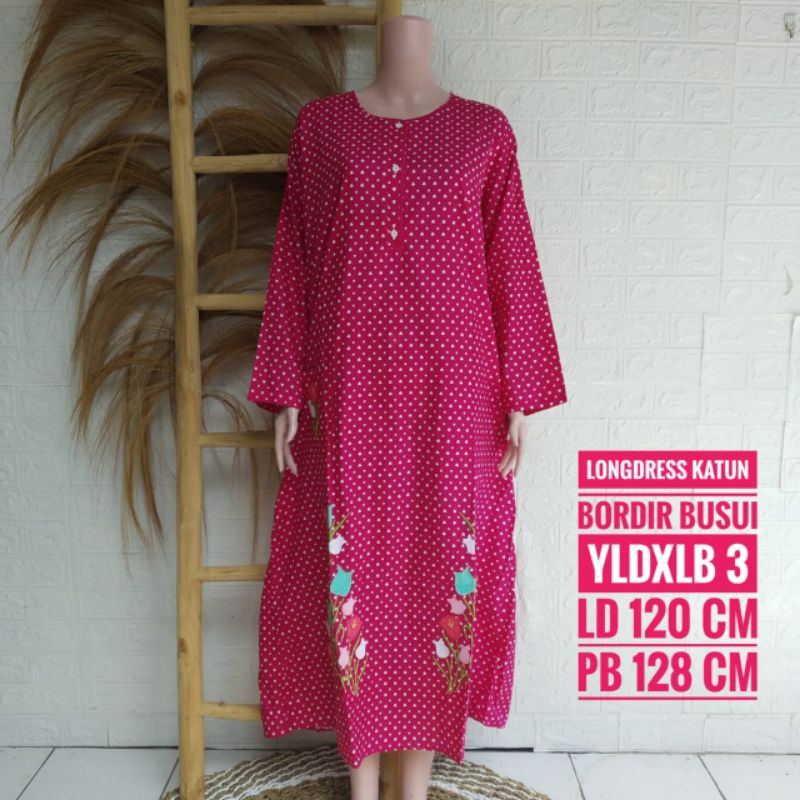 *Daster Katun Bordir Yunyun Longdress uk. XL (YLDXLB)