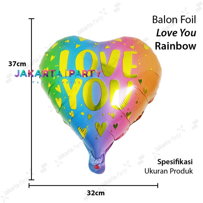 Balon Foil Love You Gradasi / Balon Love / Balon Hati Rainbow