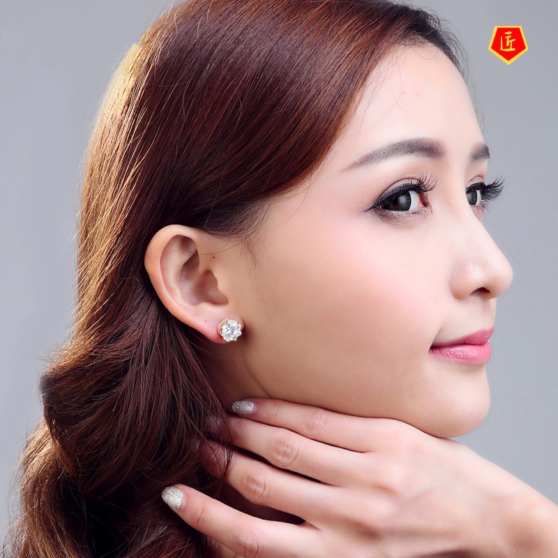 [Ready Stock]Simple 1 Karat Moissanite Crown Stud Earring