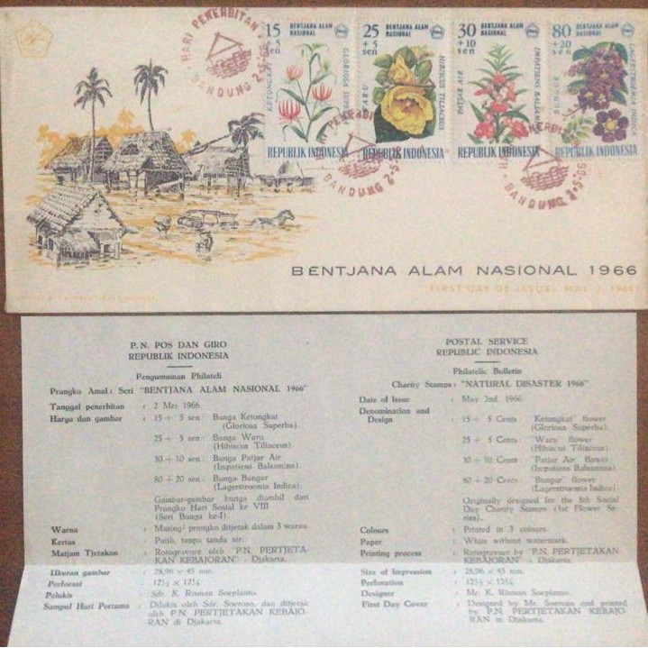 

Sampul Hari Pertama (SHP / FDC) Prangko BENCANA ALAM NASIONAL th 1966
