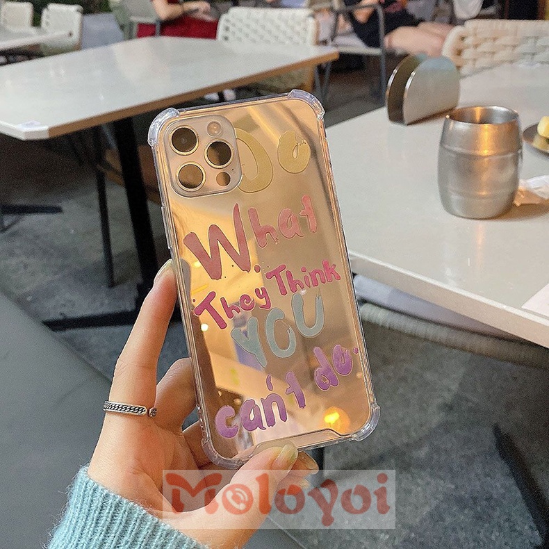 Soft Case Bahan TPU Desain Alfabet Inggris Dengan Cermin Makeup Untuk IPhone 7Plus 8Plus 12 11 13 Pro Max 7 8 11 XR X Xsmax SE 2020