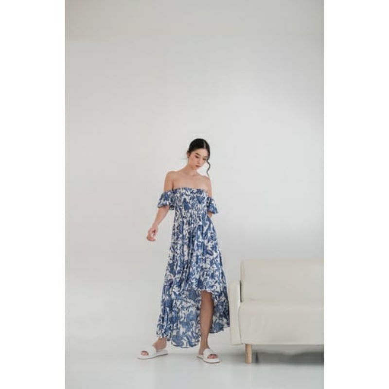 off shoulder bohemian dress elastic muat sampai xxl