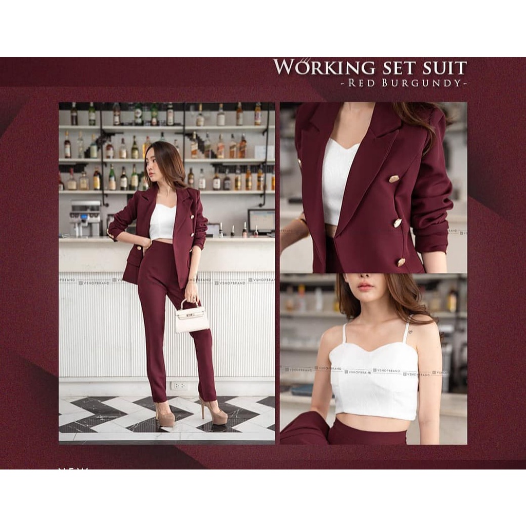 Blazer Set 3in1 Lengan Panjang Dalaman Tank Top Set Celana Panjang Wanita Scuba Premium GA2048-8