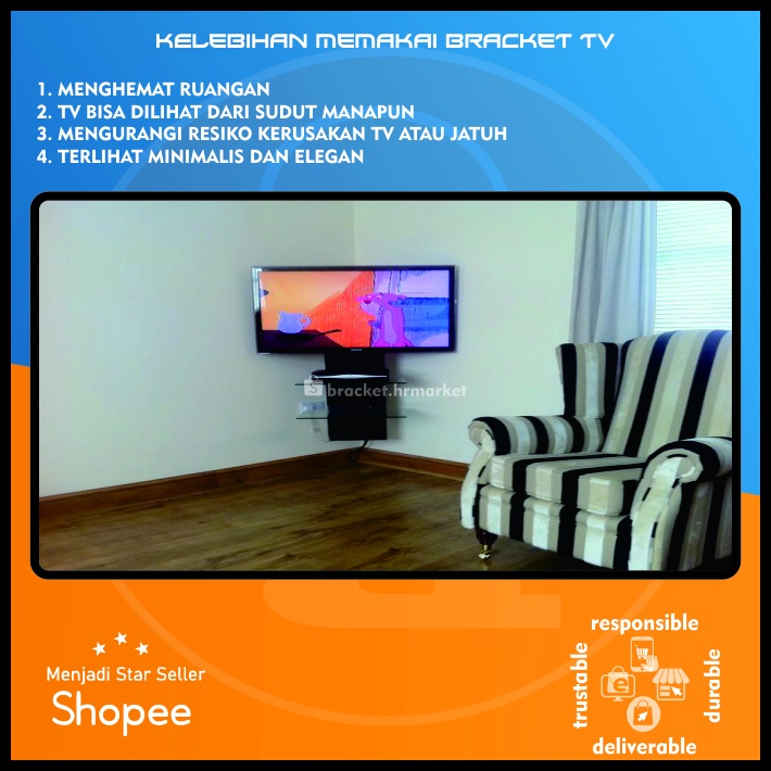 Bracket TV LED LCD 32 40 43 24 21 29 17 14 Inch Dijamin Cocok 14 - 40 In 6 Arah Universal Breket TV Briket TV Braket TV Gantungan TV Tembok Tempelan TV Dinding HR1 Swivel Fasa
