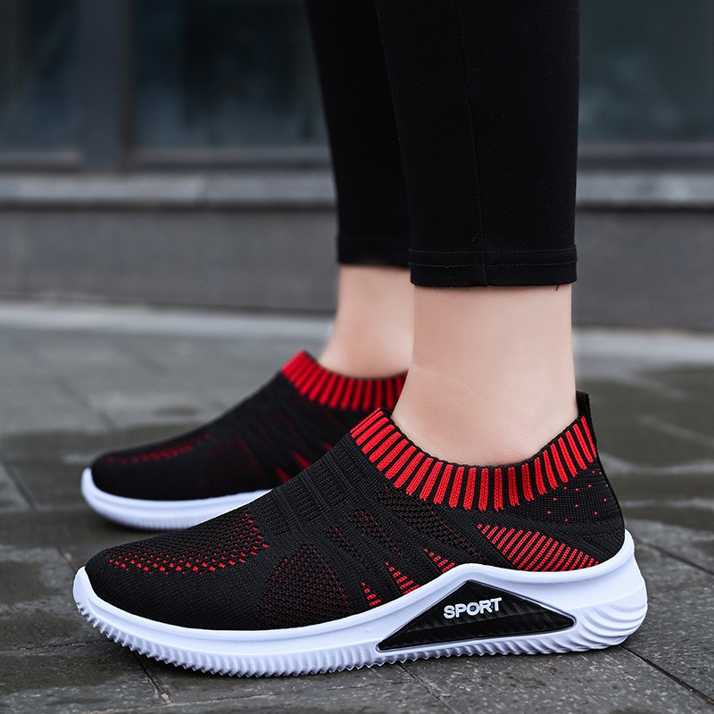 QINGSHUI Sepatu Wanita Sneakers .Kaus Kaki Nyaman Sepatu Lari Sepatu. Bernapas Sepatu Slip On Wanita. Berkualitas Tinggi Sepatu Wanita