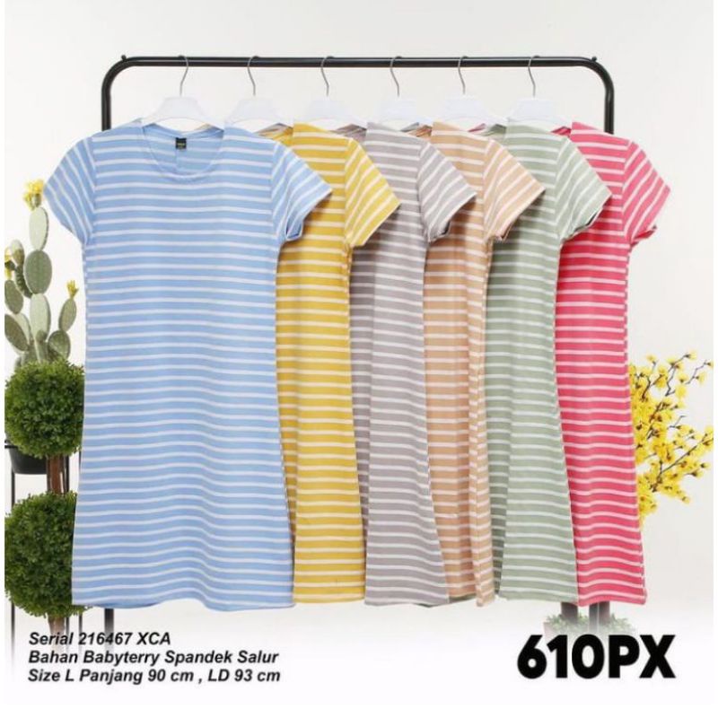 Dress lemone salur babyterry spandex / dress lemone stripe
