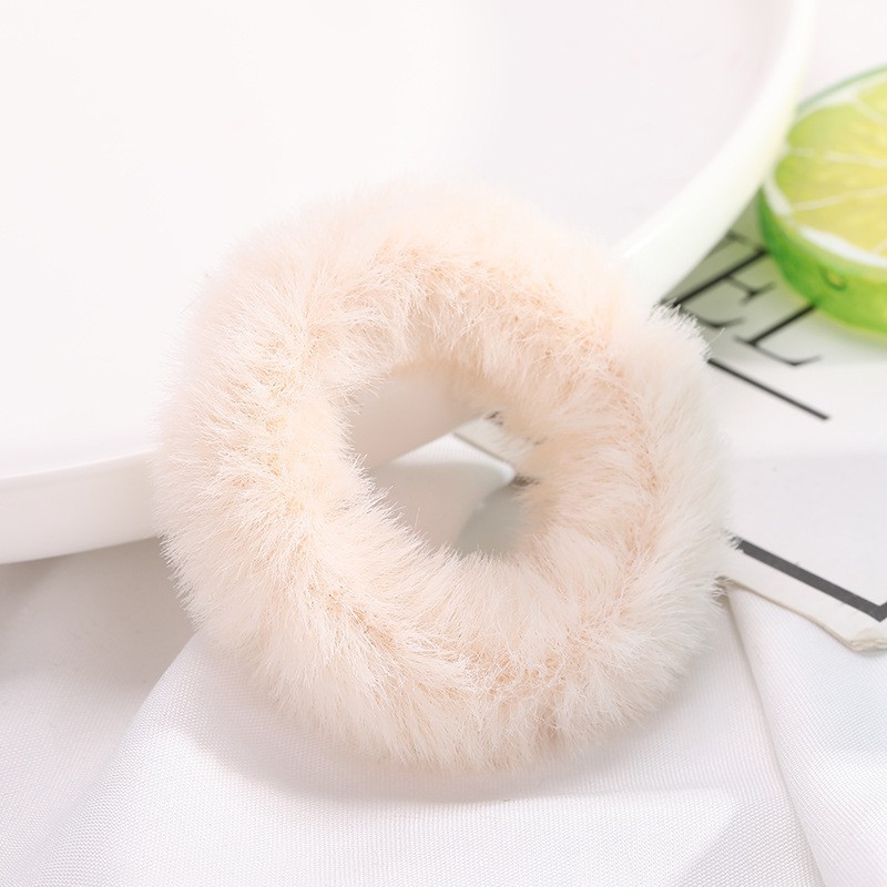 MURMURE.ID | IKAT RAMBUT BULU JUMBO LEMBUT KARET CEPOL WANITA RASFUR ALA KOREA HA065-KECIL KREM