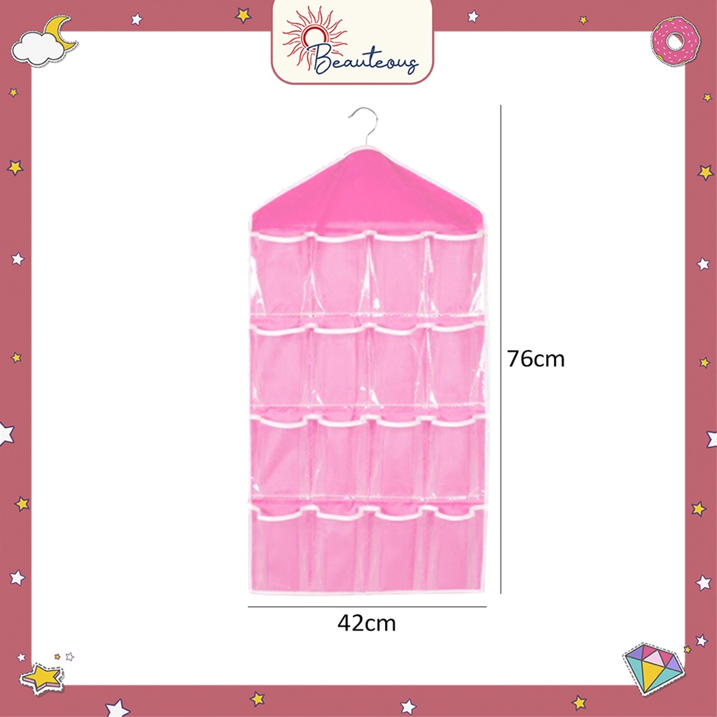 Pouch Gantung 16 Sekat Tempat Pakaian Dalam Bra Kaos Kaki Pouch Hanging Organizer Multifungsi