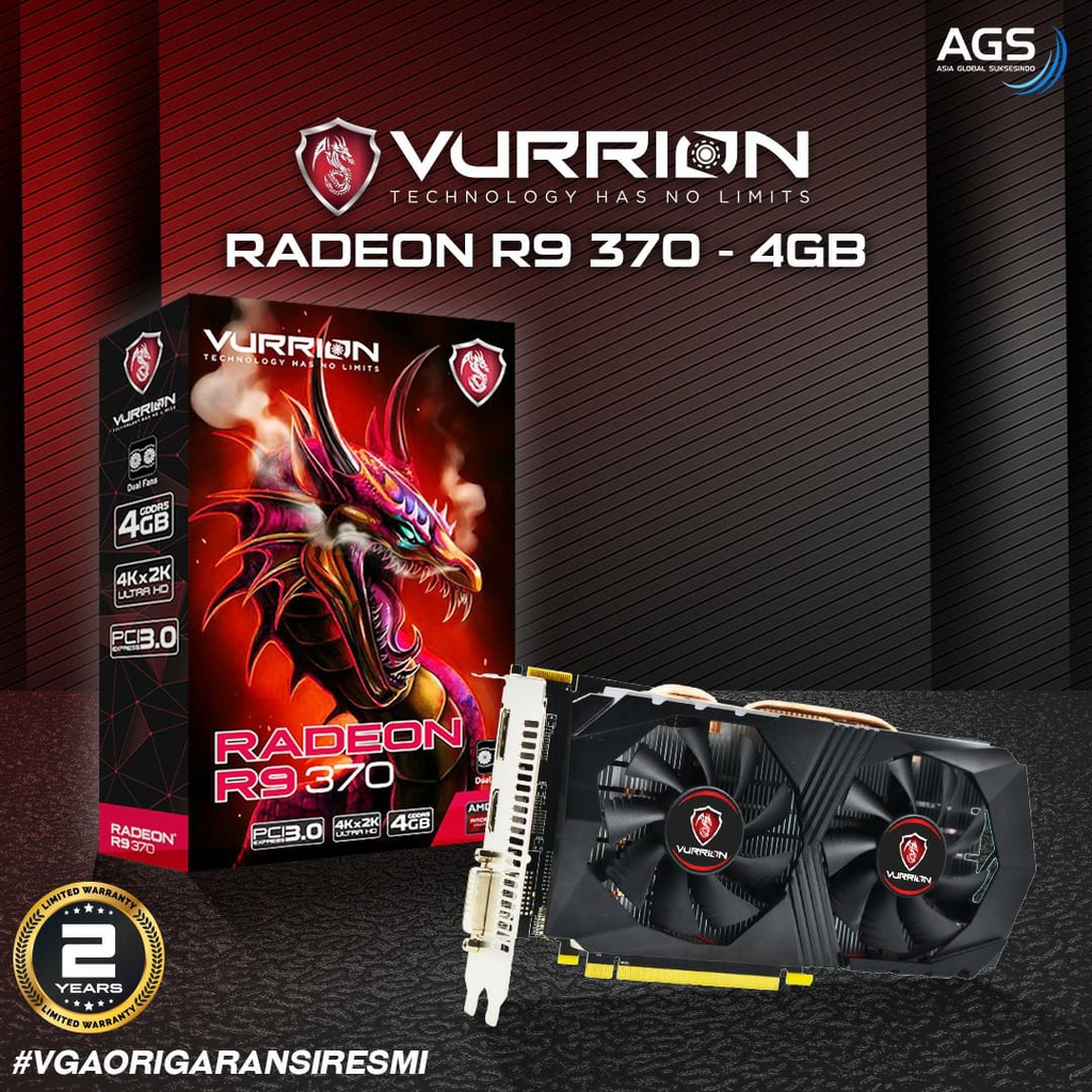 VGA R9 370 4GB GDDR5 256Bit Vurrion Garansi Resmi