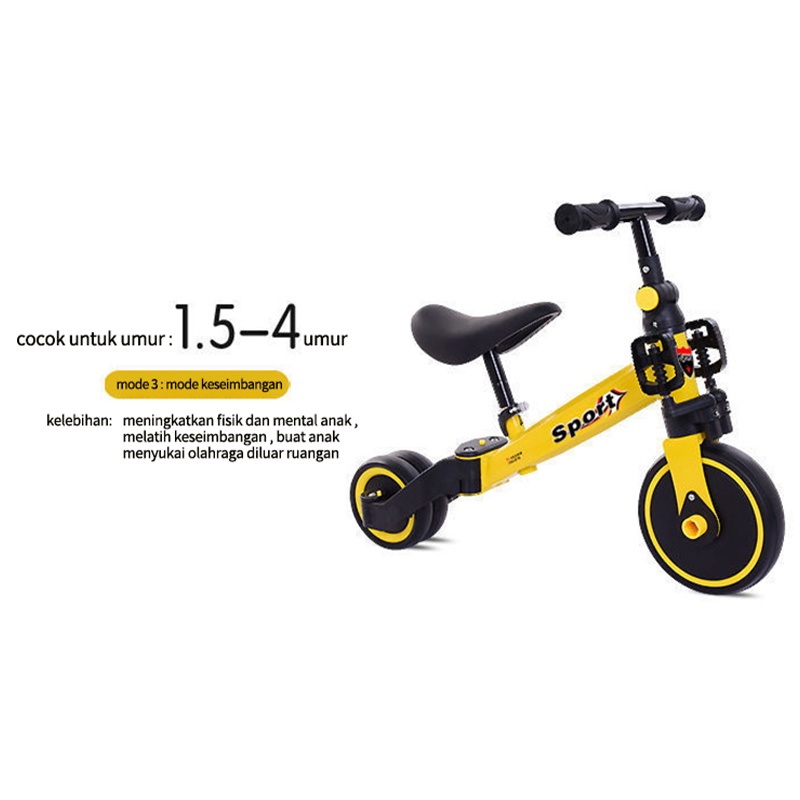 sepeda balance bike anak 3 in 1/ Sepeda Anak 3 Roda / Mainan Anak Balance Tricycle sepeda anak