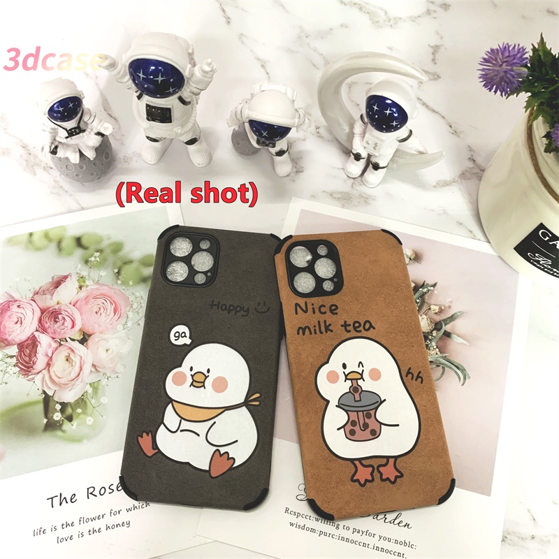 Soft Case Compatible For IPhone 11 12 PRO MAX 11 12 6 7 6S 8 Plus X XR XSMAX Se 2020 6SPlus 7Plus 6Plus 8Plus XS A9 A5 A53 2020 A7 A5S A15 A54 A3S The New Tide Brand Duck Lamb Skin Leather Phone Case