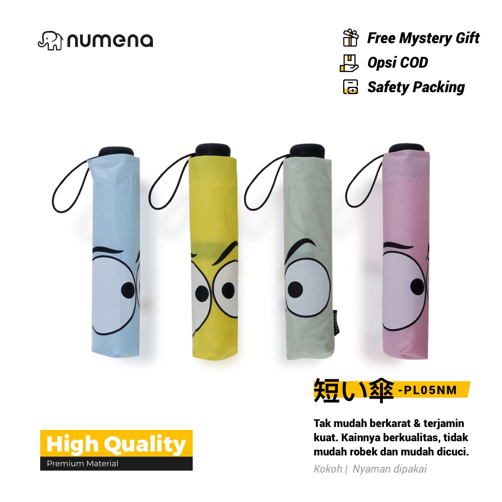 Payung Lipat Mini Gambar Wajah Lucu Karakter Karikatur Emoticon Premium / Umbrella Waterproof PL05NM