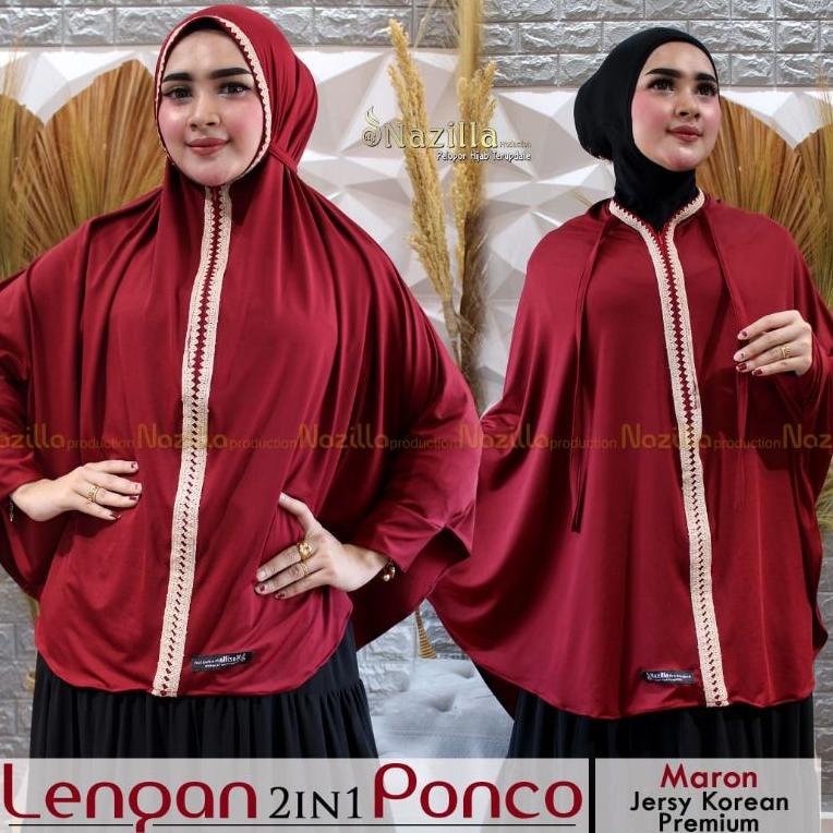 Jilbab Khimar Instan 2in1 Lengan Ponco Ori Nazilla "TTO.26Au22d"