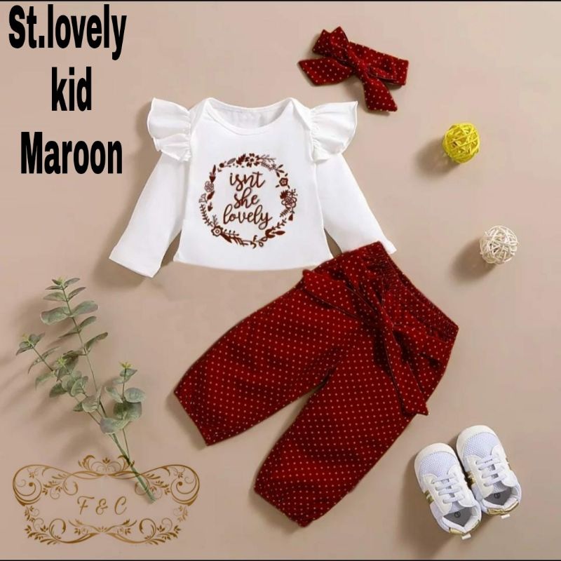 SET CELANA PANJANG LOVELY KID ANAK, BABYTERRY, SETELAN, 3 UKURAN