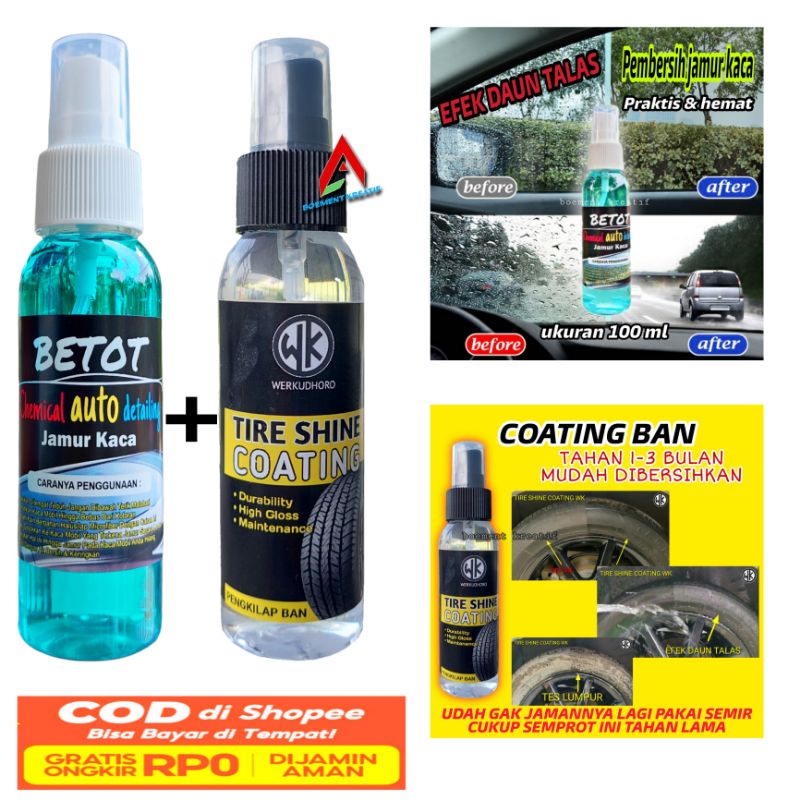 Pembersih jamur kaca mobil / Semir ban / Pembersih jamur kaca efek daun talas / Semi coating ban