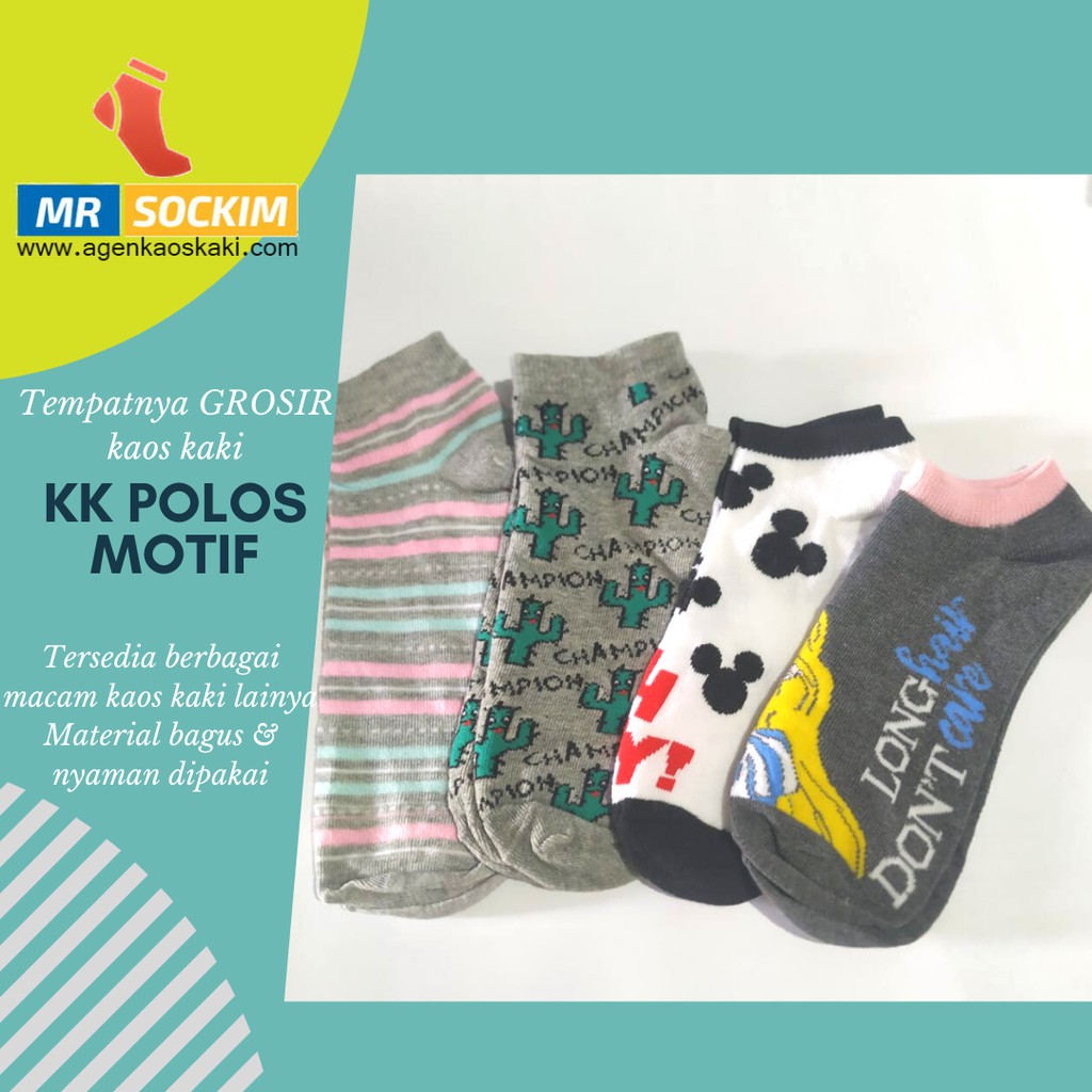 Kaos kaki Mata Kaki Motif untuk cowok cewek bahan katun spandek multi warna free size 38-42 Promo 3 Pasang 10 ribu