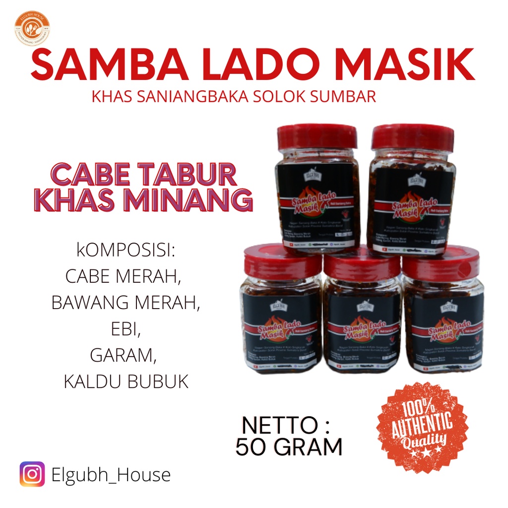 

[Bisa COD] Sambalado masik | Bon Lado Masik Saniangbaka | Cabe Tabur khas Minang | Solok Sumatera Barat