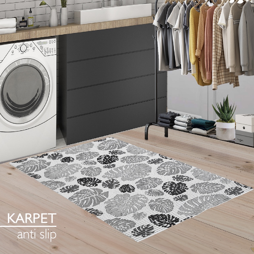 Tikar Busa PVC Kamar Mandi, Anti Slip, Keset Pintu, Tikar dapur bersih Jual Permeter-Daun Abu