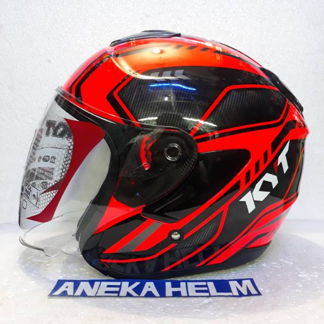 HELM KYT KYOTO SUPER FLUO CARBONIZED RED FLUO