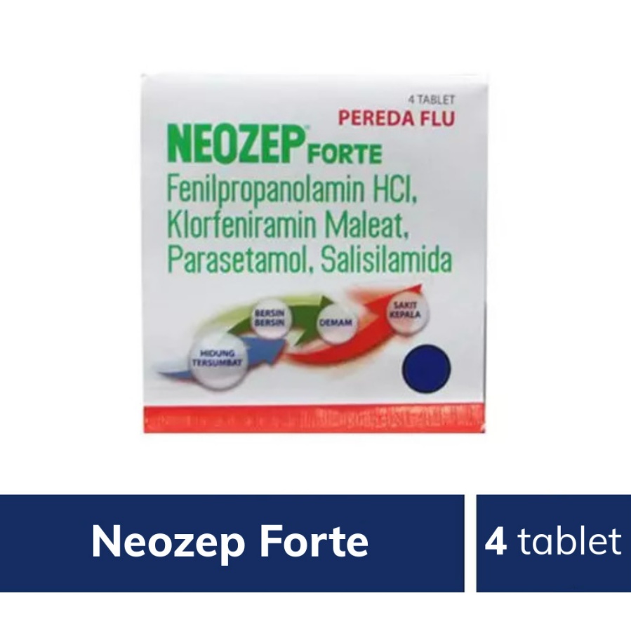 NEOZEP FORTE STRIP ISI 4 OBAT FLU PILEK SAKIT KEPALA DEMAM