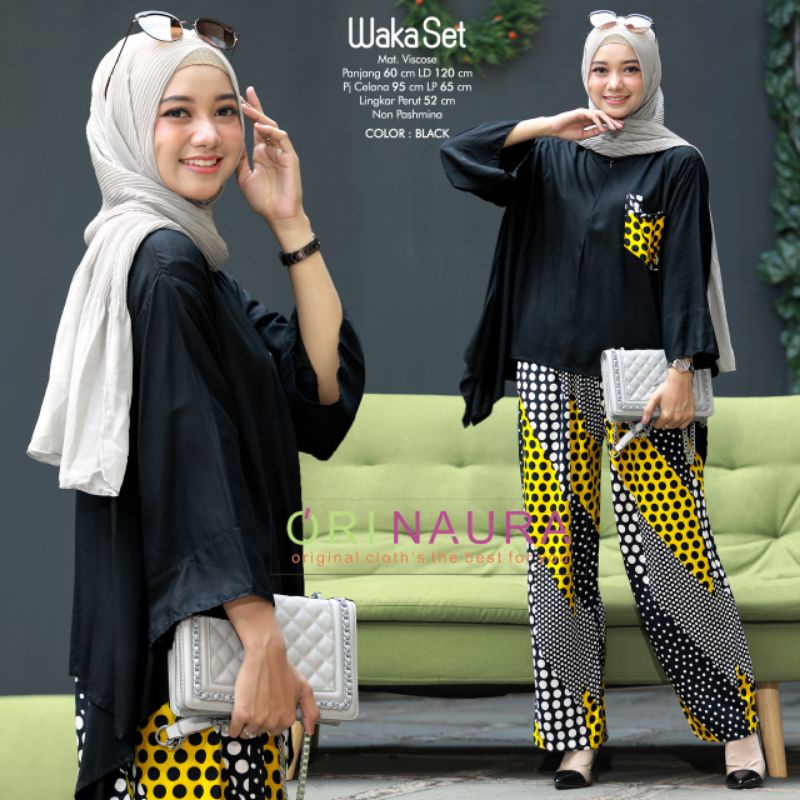 waka set oneset setelan wanita bahan rayon premium adem by ori naura
