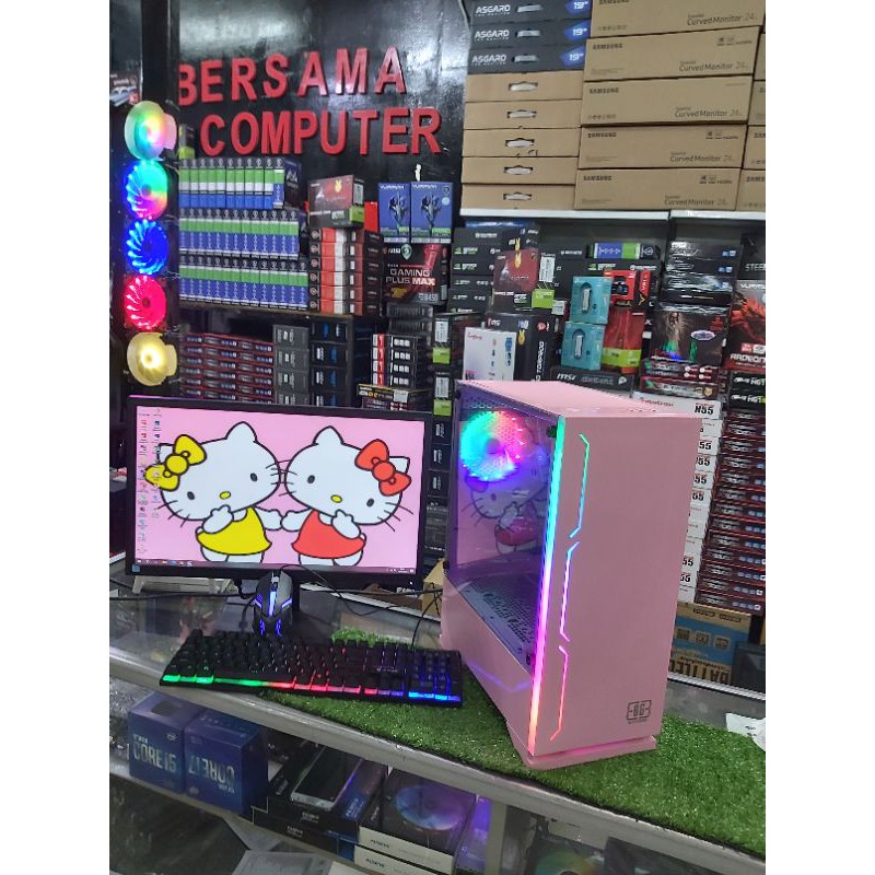 PC  gaming editing  core i7 ram 16gb vga Gtx 750 monitor 24 in putih